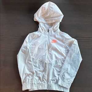 NWOT Girls S Nike White Rain/Windbreaker with Orange Logo